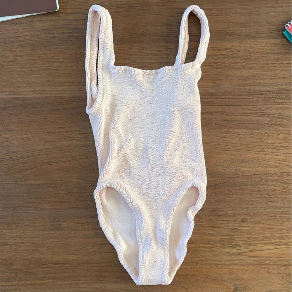 NWT Hunza G Square Neck Beige Swimsuit